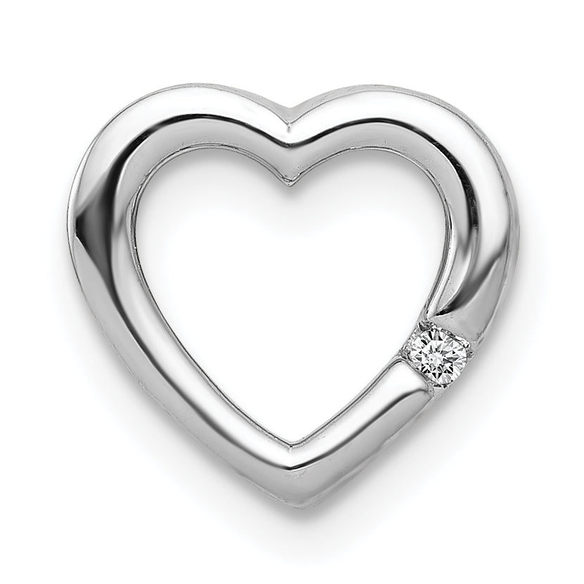14k White Gold .01ct. Diamond Heart Chain Slide Main image