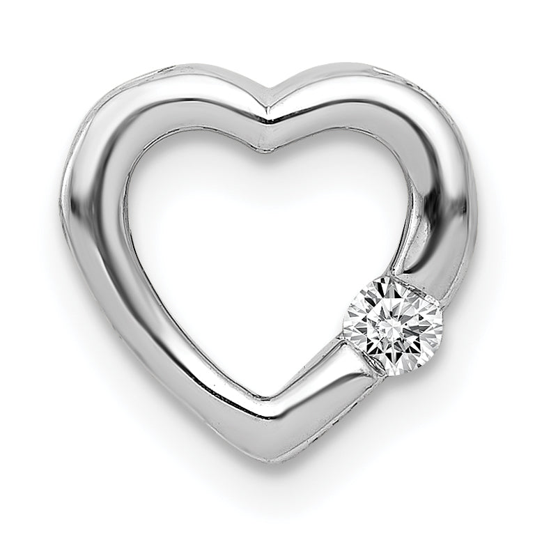14k White Gold 1/20ct. Diamond Heart Chain Slide Main image