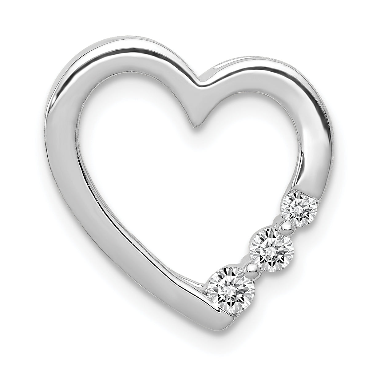 14k White Gold 1/6ct. Diamond Heart Chain Slide Main image