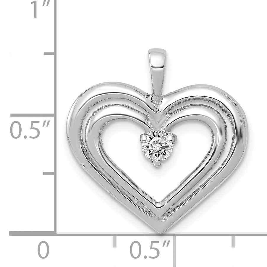 14k White Gold AA Diamond Double Heart Pendant Secondary image