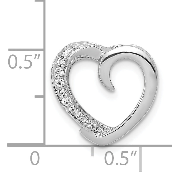 14k White Gold 1/20ct. Diamond Heart Chain Slide