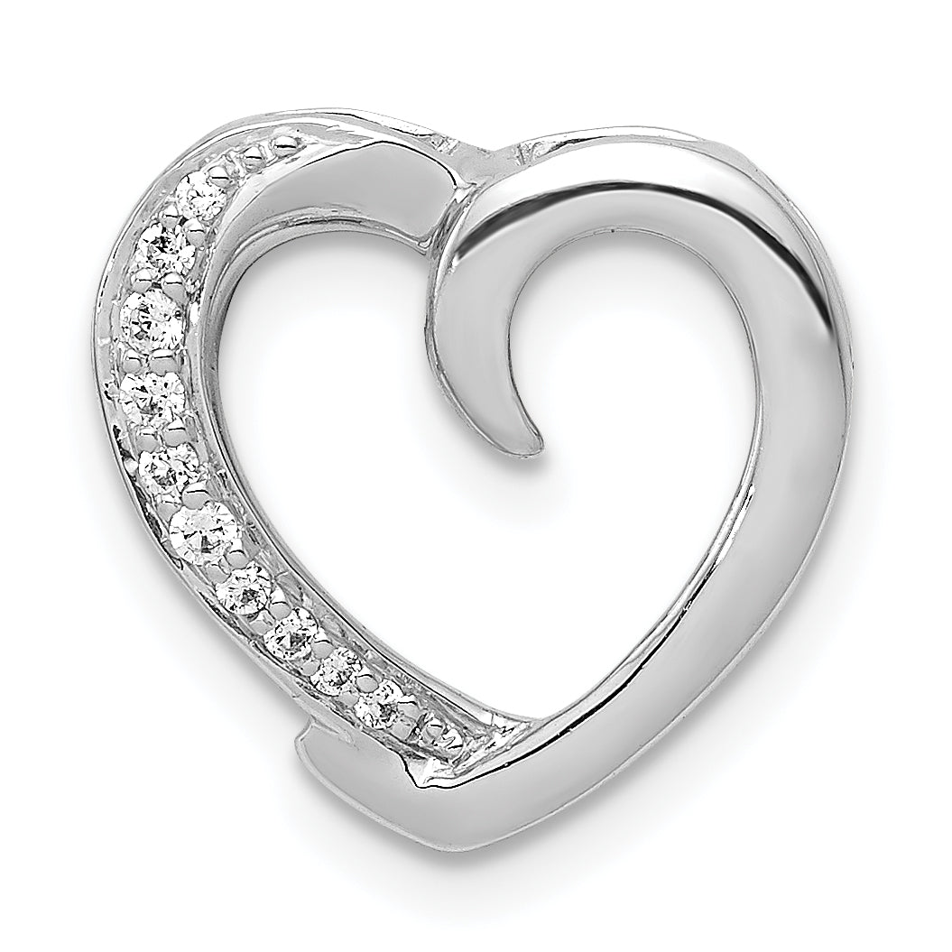 14k White Gold 1/20ct. Diamond Heart Chain Slide Main image
