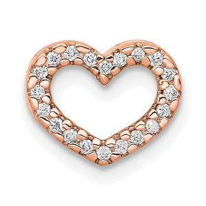 Diamond Heart Slide Pendant in 14K Rose Gold, 8mm (1/15 ct. tw.) - Sophia Jewelers