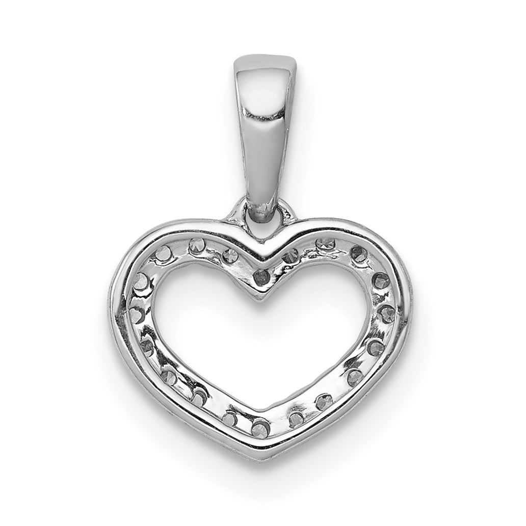 14k White Gold .03ct. Diamond Heart Pendant