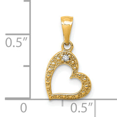 10K  .01ct. Diamond Heart Pendant