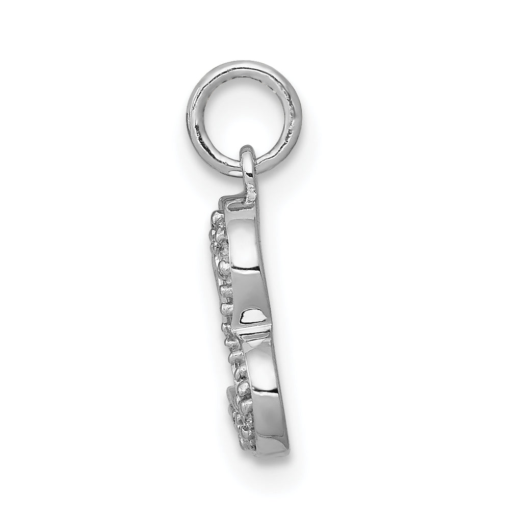 14k White Gold 1/20ct. Diamond Curved Heart Charm