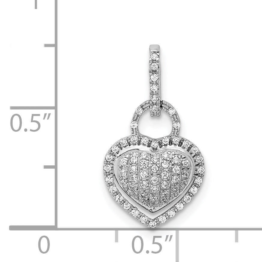14k White Gold 1/5ct. Diamond Fancy Heart Pendant