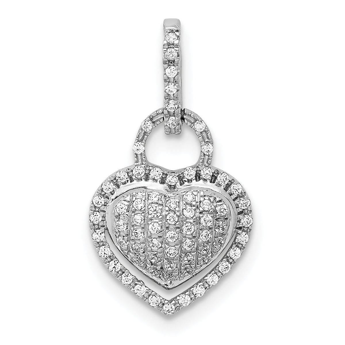 14k White Gold 1/5ct. Diamond Fancy Heart Pendant