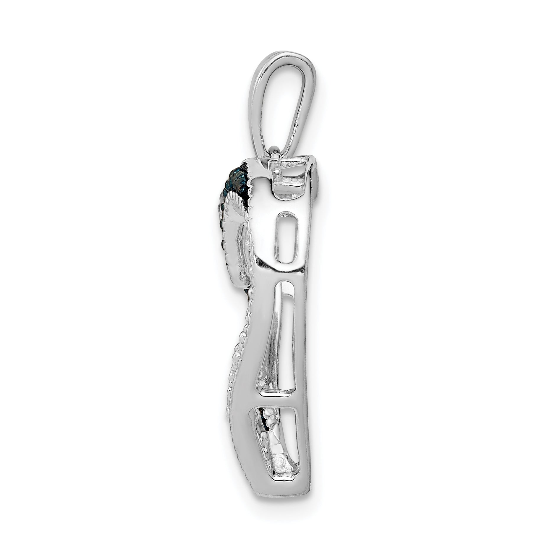 14k White Gold 1/20ct. Blue and White Diamond Heart Pendant Secondary image