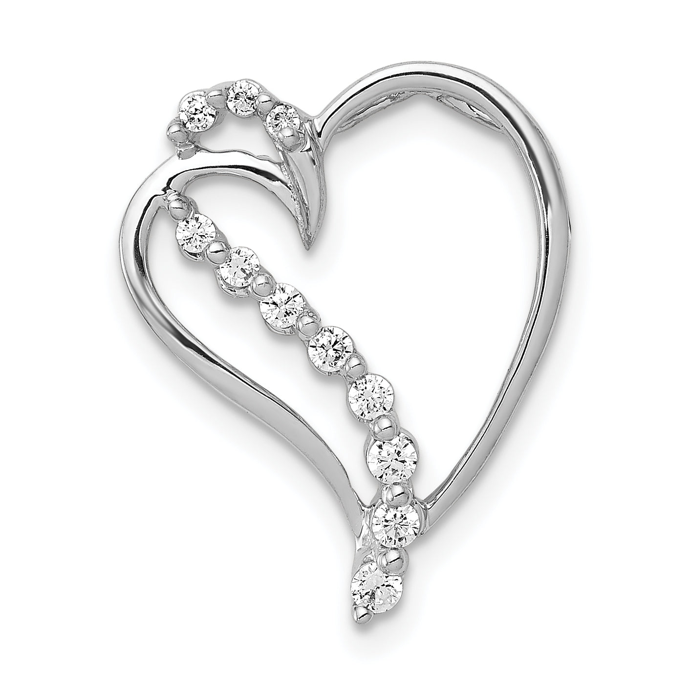14k White Gold 1/6ct. Diamond Heart Chain Slide Main image