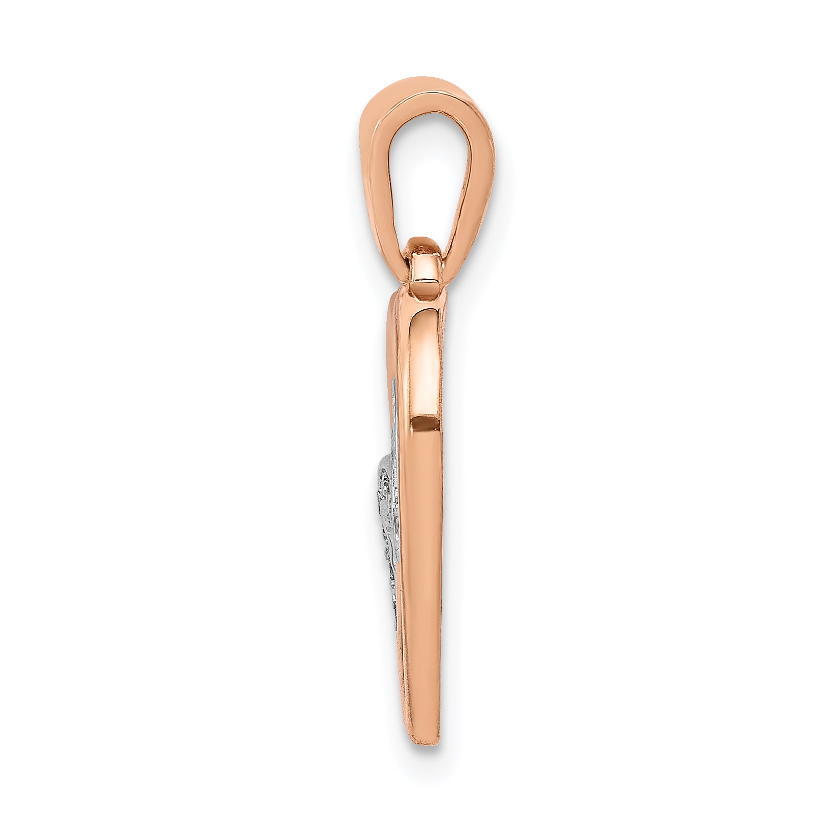 14k Rose Gold w/ Rhodium Diamond Entwined Hearts Pendant Secondary image