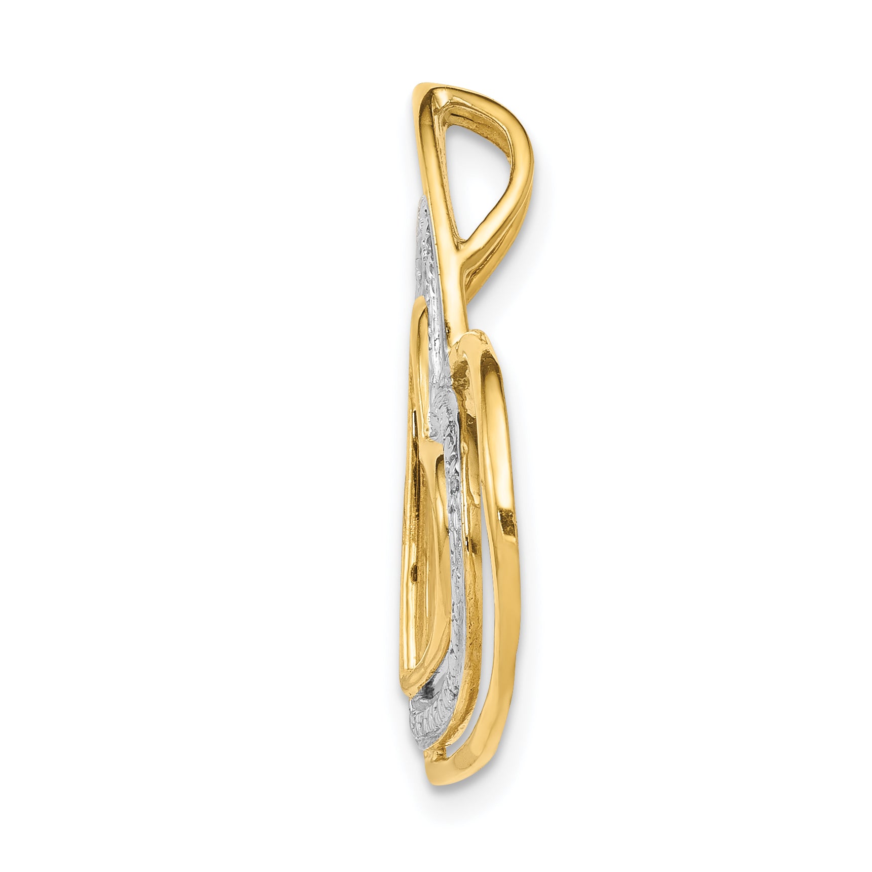 14k .01ct. Diamond and Rhodium Triple Heart Chain Slide Secondary image