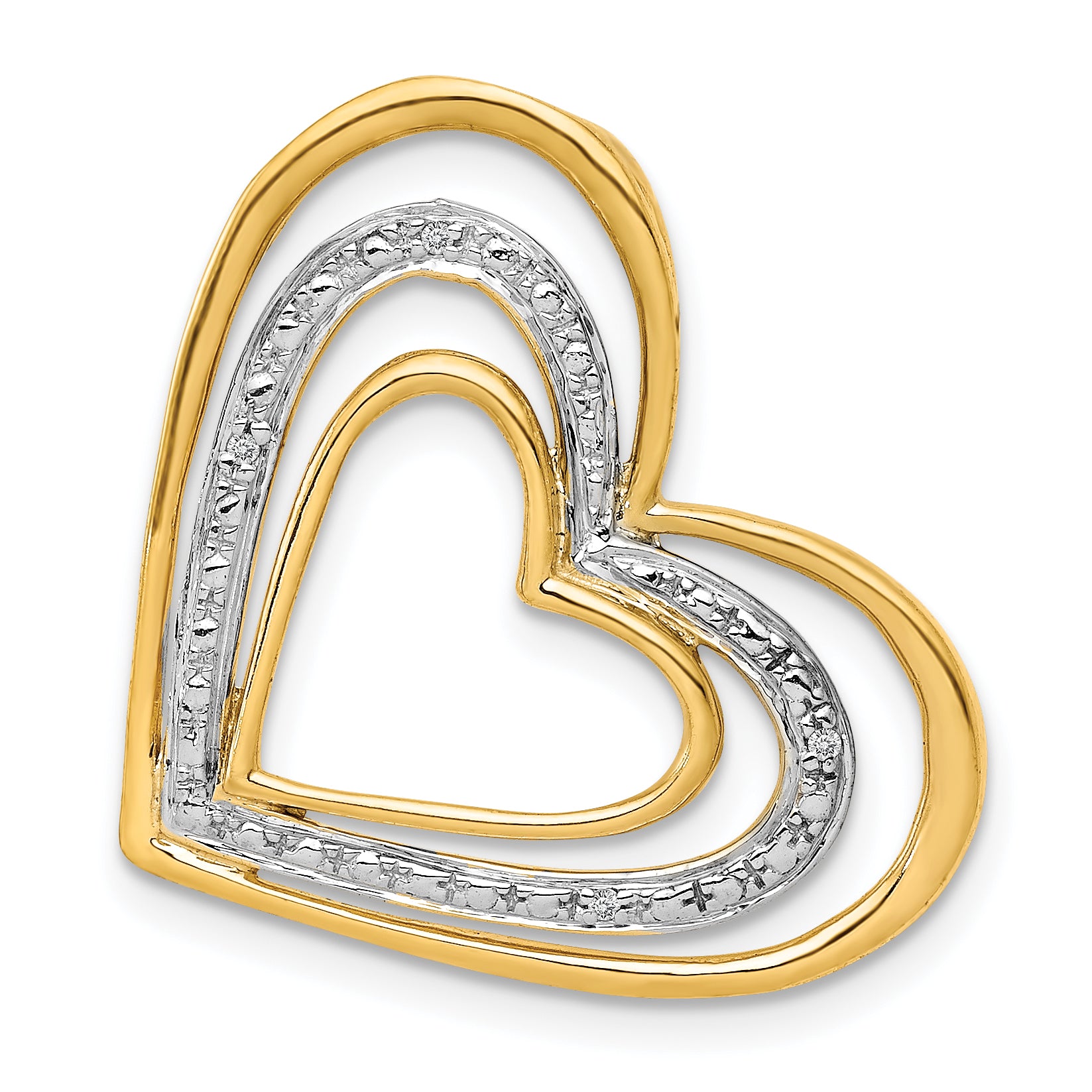 14k .01ct. Diamond and Rhodium Triple Heart Chain Slide Main image