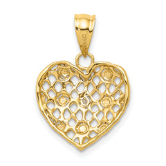 10k and White Rhodium 1/2pt Diamond Heart Pendant