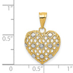 14k and White Rhodium 1/2pt Diamond Heart Pendant