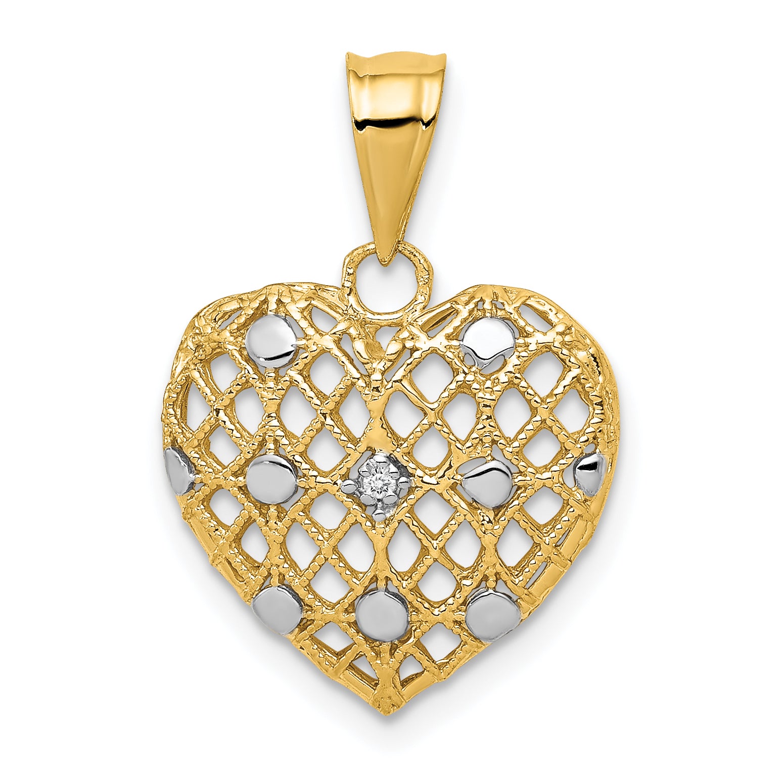 14k and White Rhodium 1/2pt Diamond Heart Pendant Main image