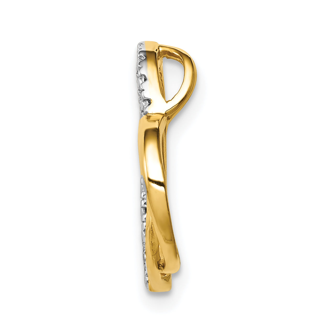 14k and Rhodium .01ct. Diamond Double Heart Chain Slide Secondary image
