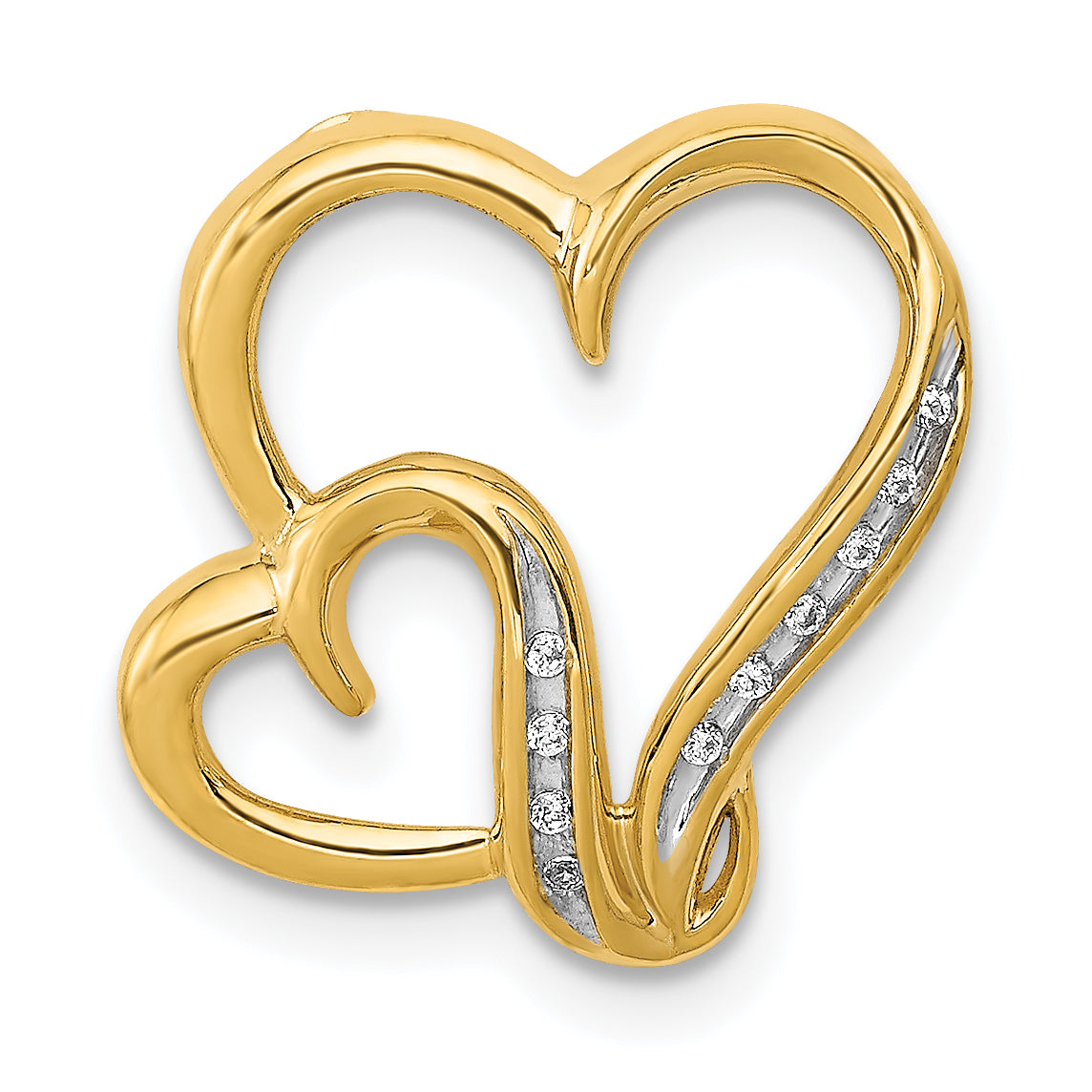 14k .03ct. Diamond Double Heart Chain Slide Main image