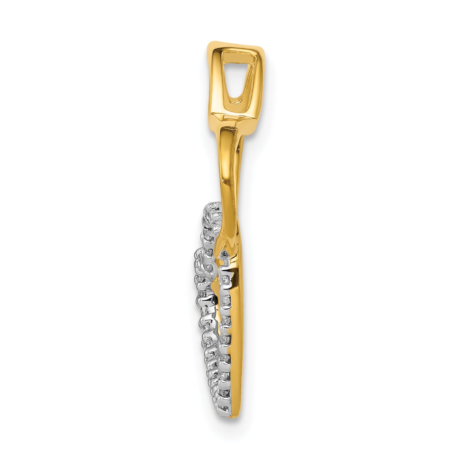 14k Two-Tone 1/10ct. Diamond Double Heart Chain Slide Secondary image