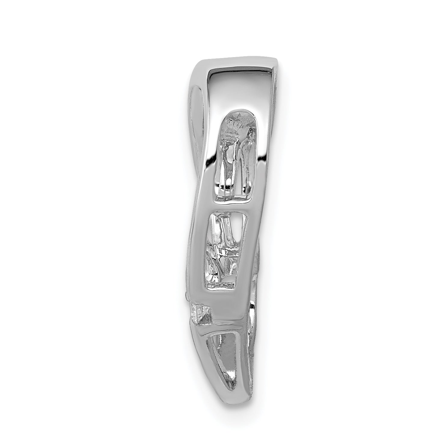 14k White Gold 1/20ct. Diamond Double Hearts Chain Slide Secondary image