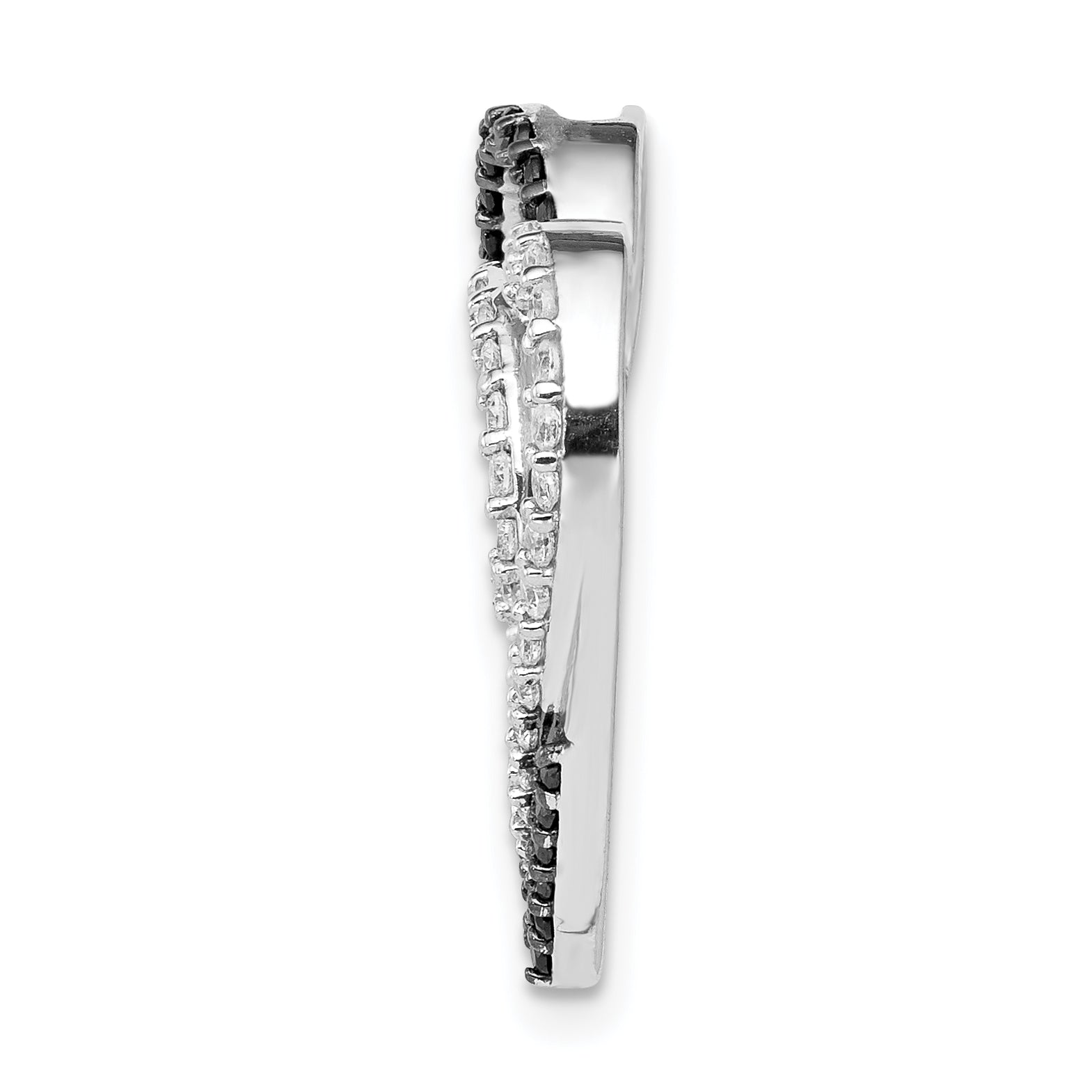 14k White Gold Black and White Diamond Entwined Heart Chain Slide Secondary image