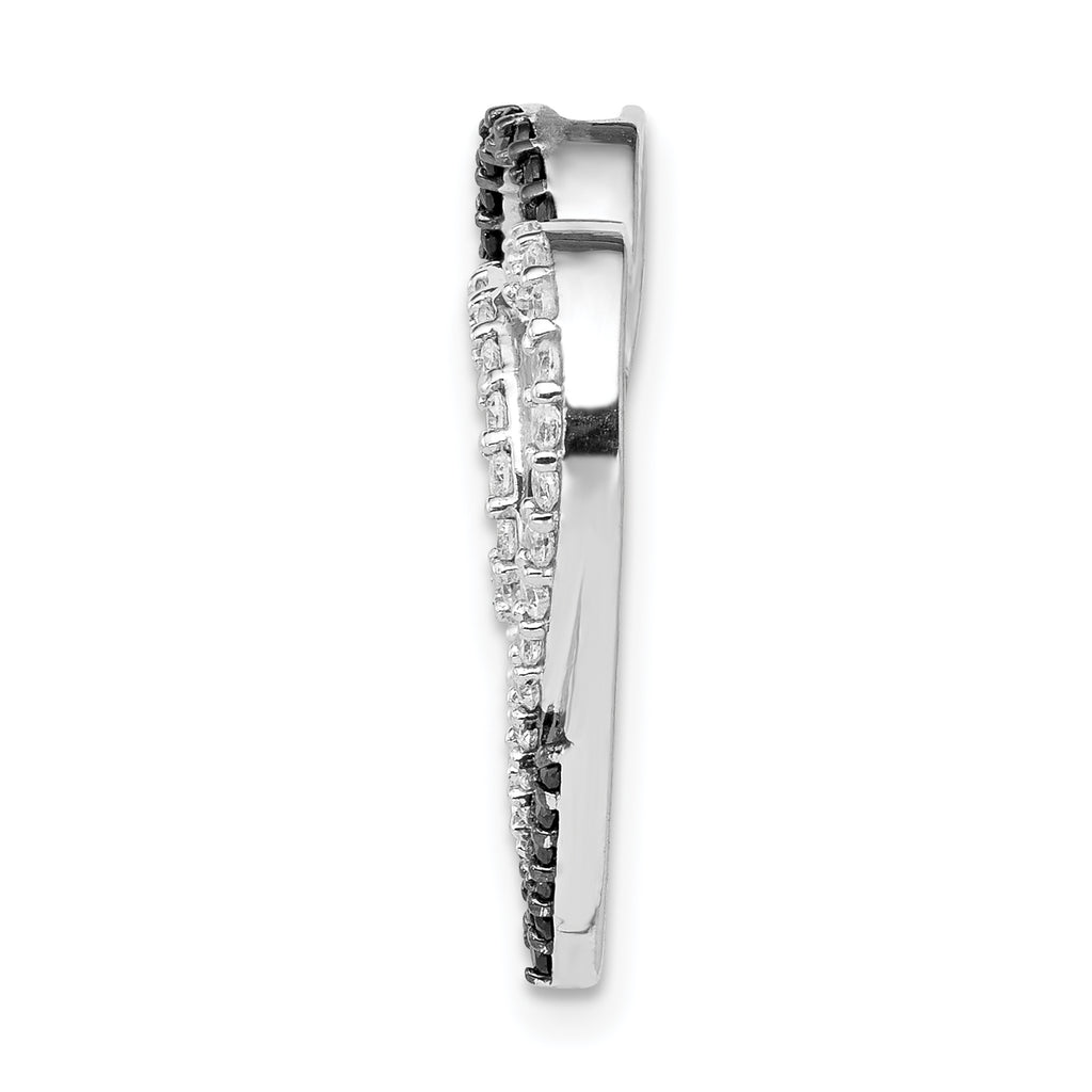 14k White Gold Black and White Diamond Entwined Heart Chain Slide