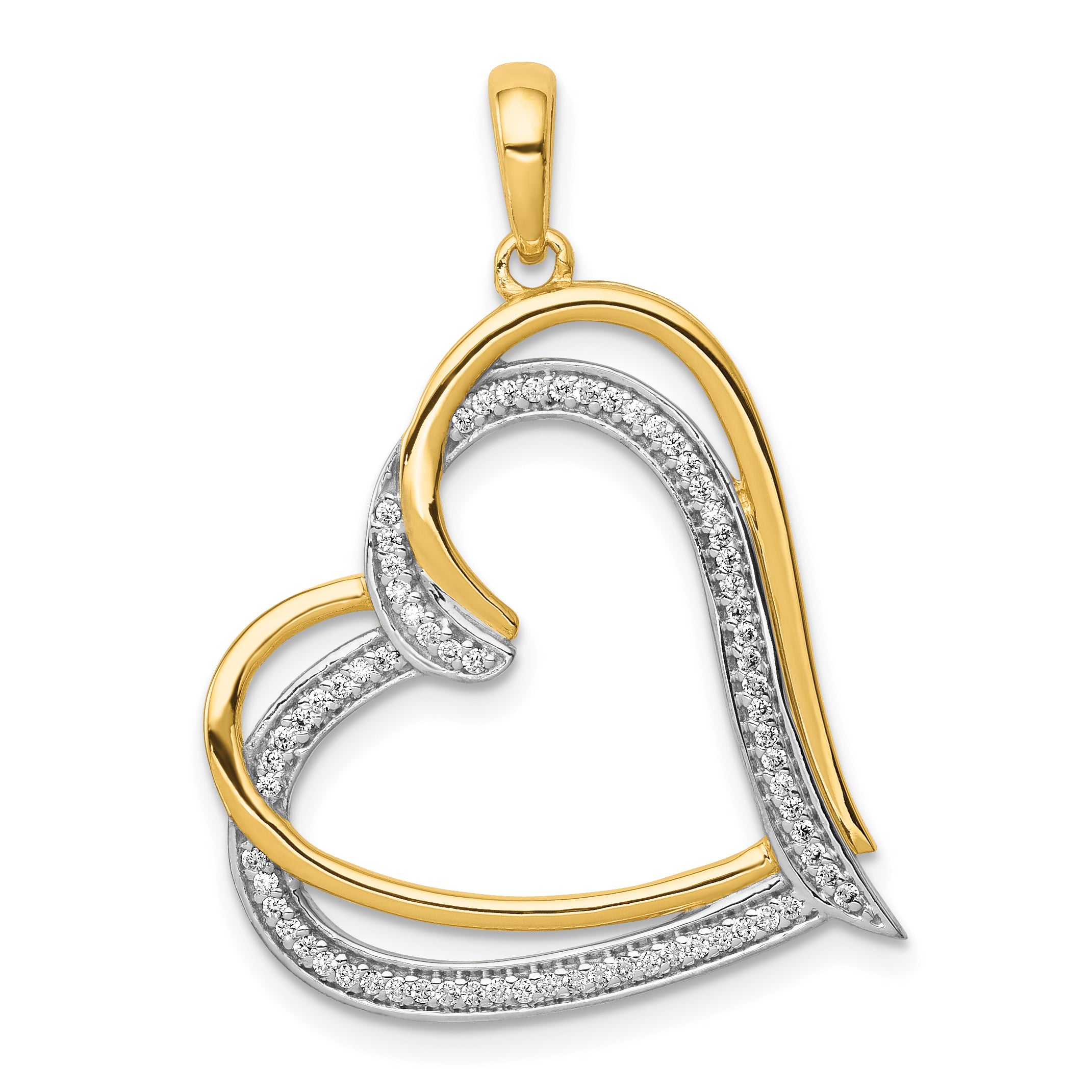 14k 1/6ct. Diamond Double Heart Pendant Main image