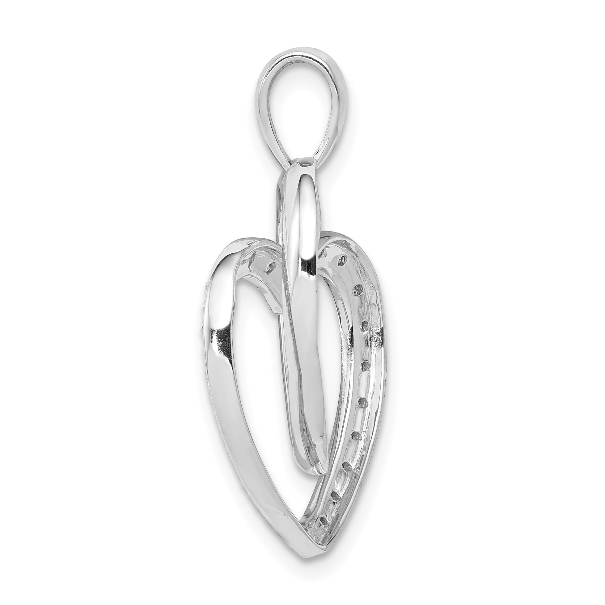 14k White Gold 1/10ct. Diamond Double Heart Pendant Secondary image