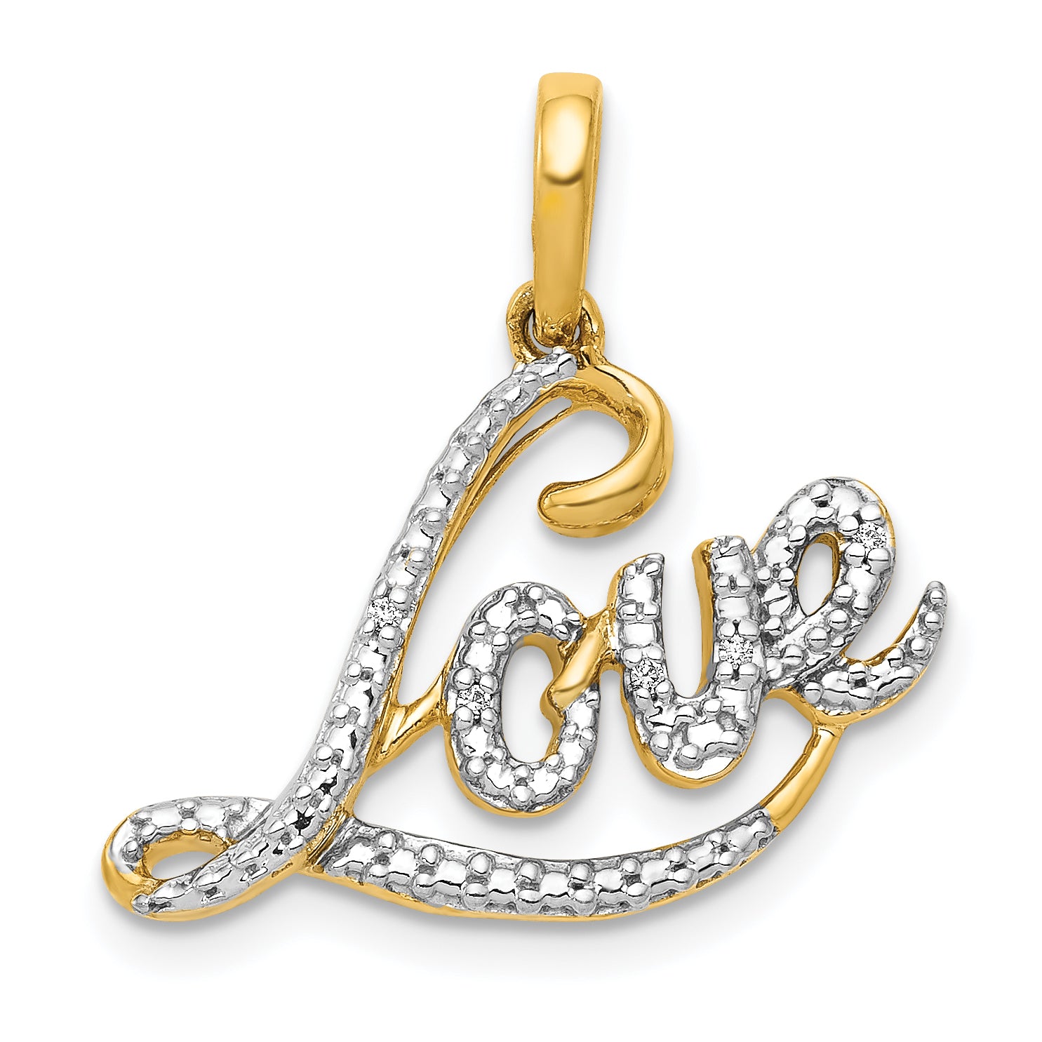 14k w/Rhodium .02ct. Diamond LOVE Pendant Main image