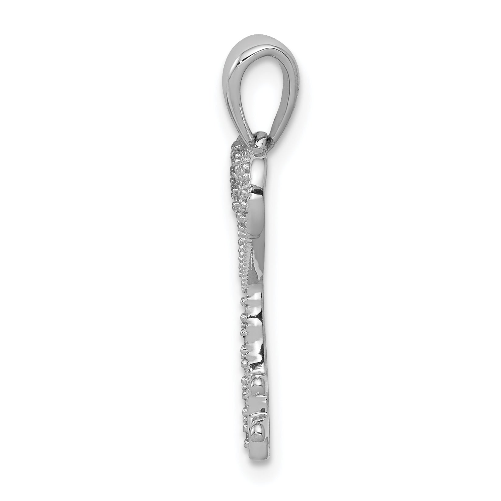 14k White Gold 1/20ct. Diamond Heart Key Pendant Secondary image