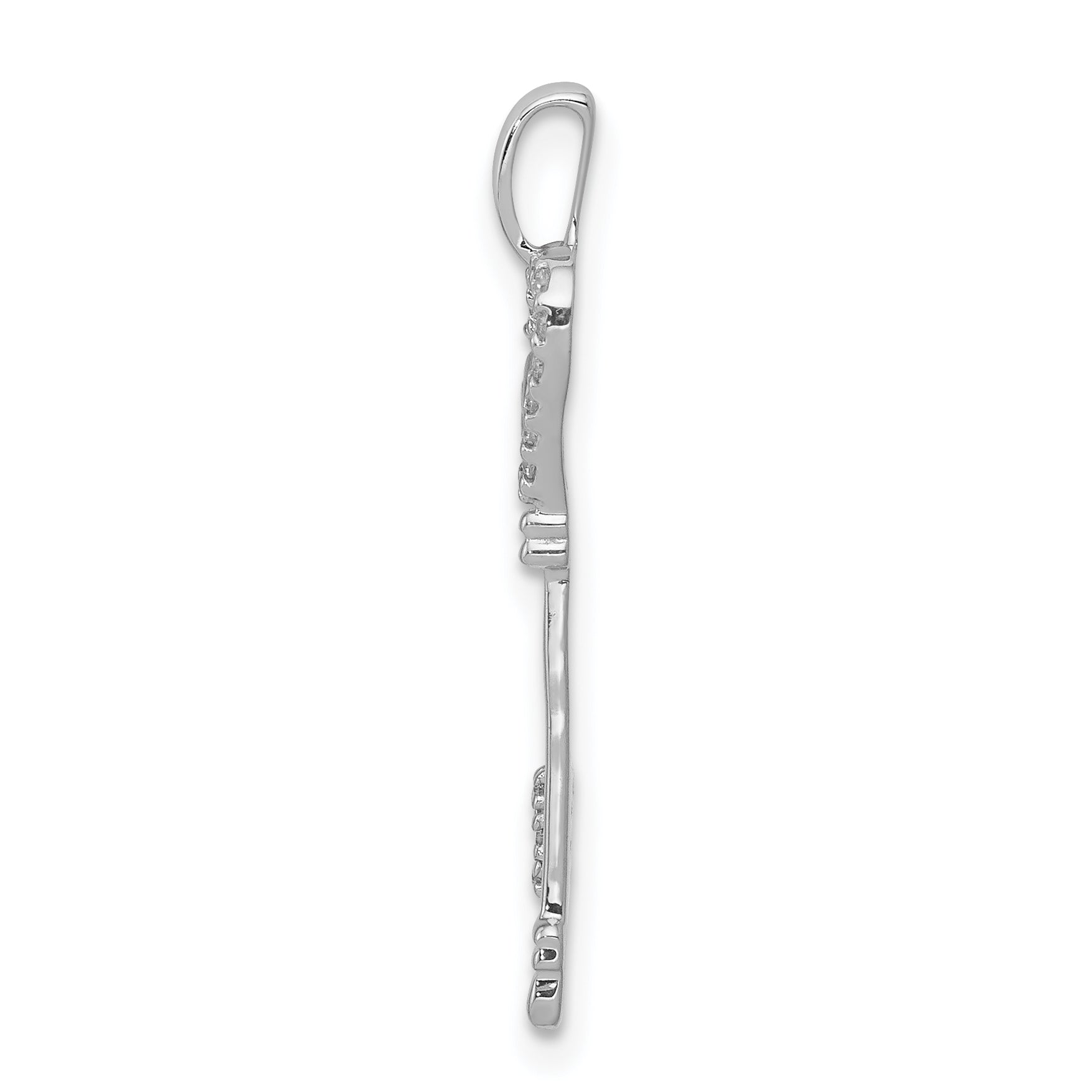 14k White Gold 1/10ct. Diamond Heart Key Pendant Secondary image