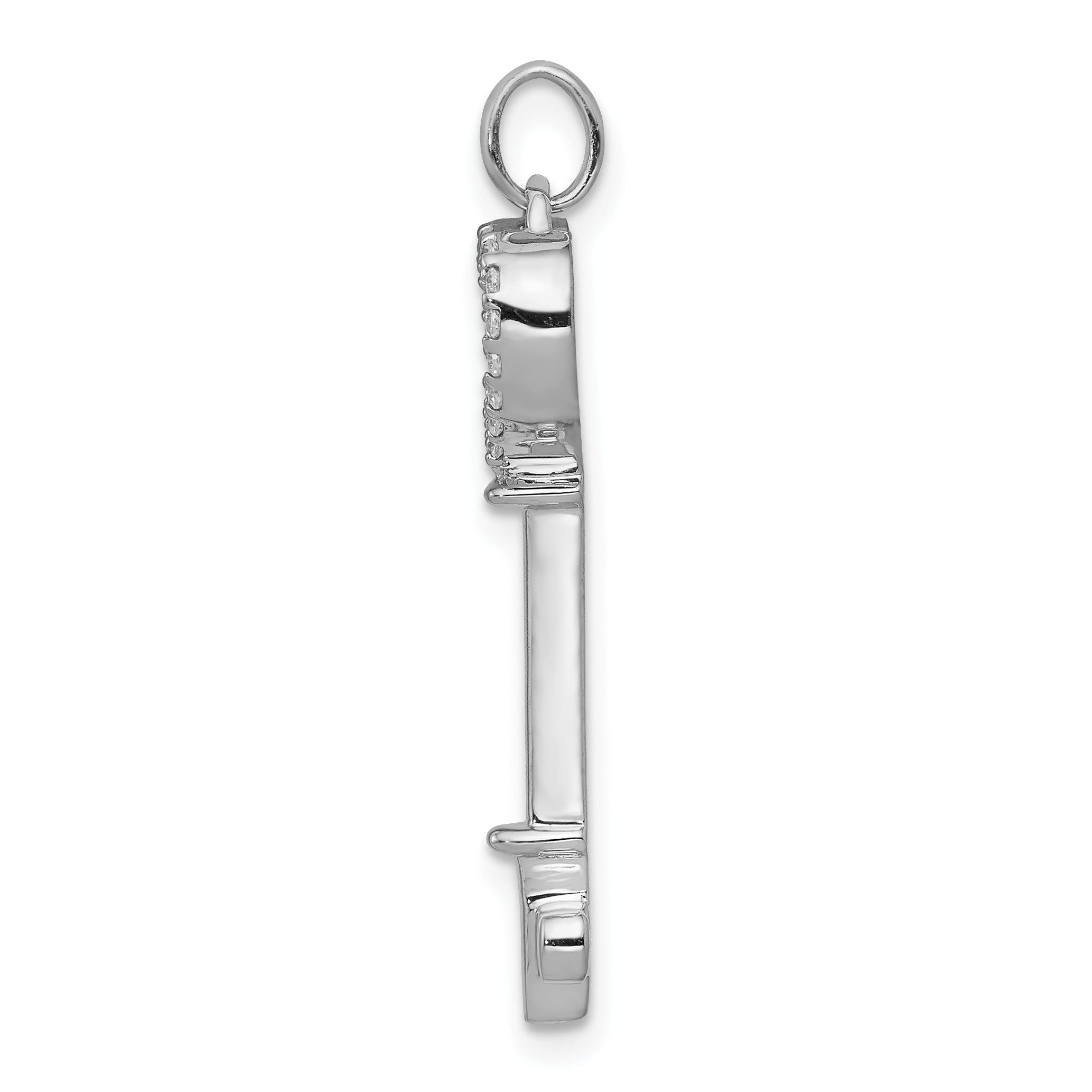 14k White Gold Diamond Heart Key Pendant Secondary image