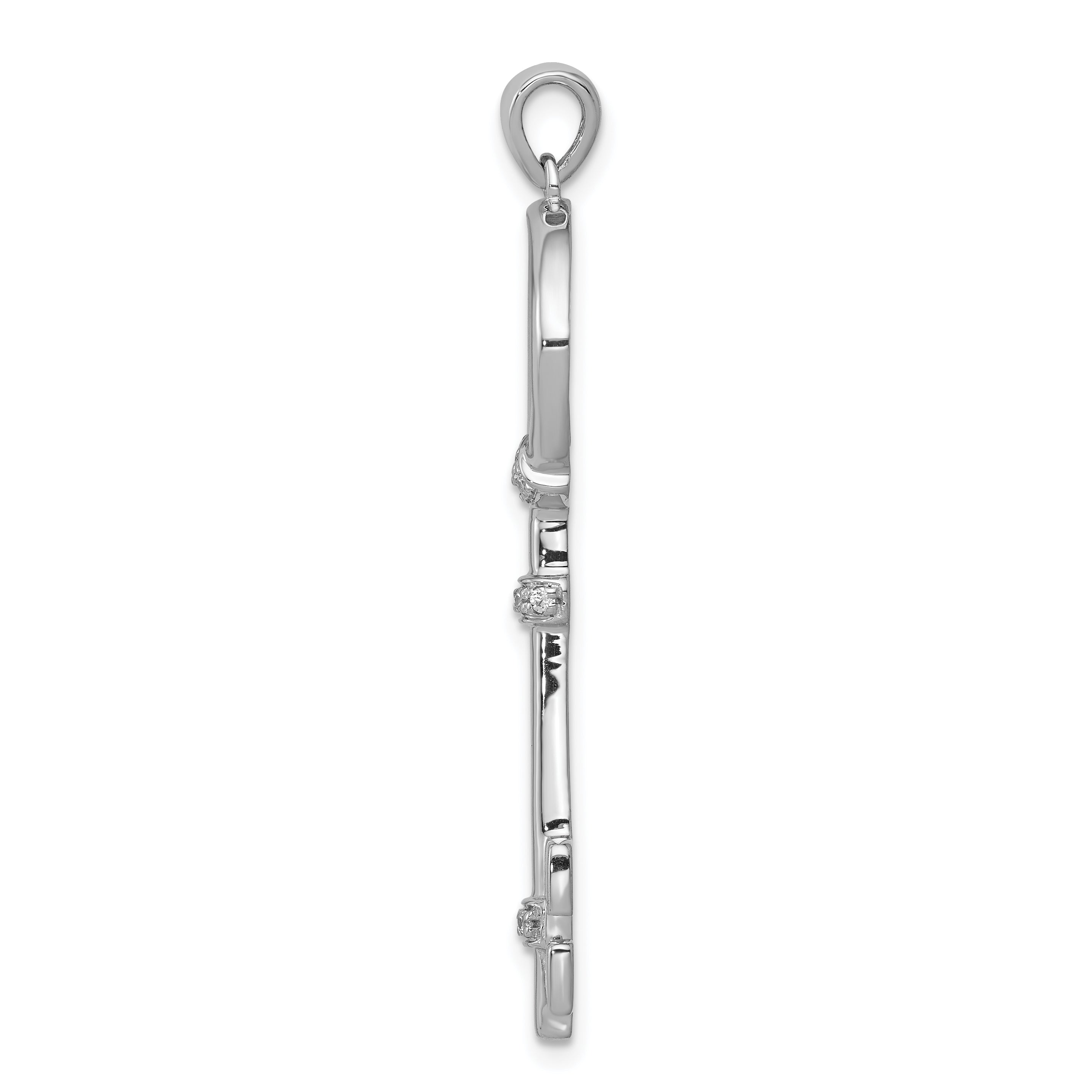 14k White Gold Diamond Circle Key Pendant Secondary image