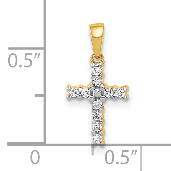 10K and Rhodium 1/10ct. Diamond Latin Cross Pendant