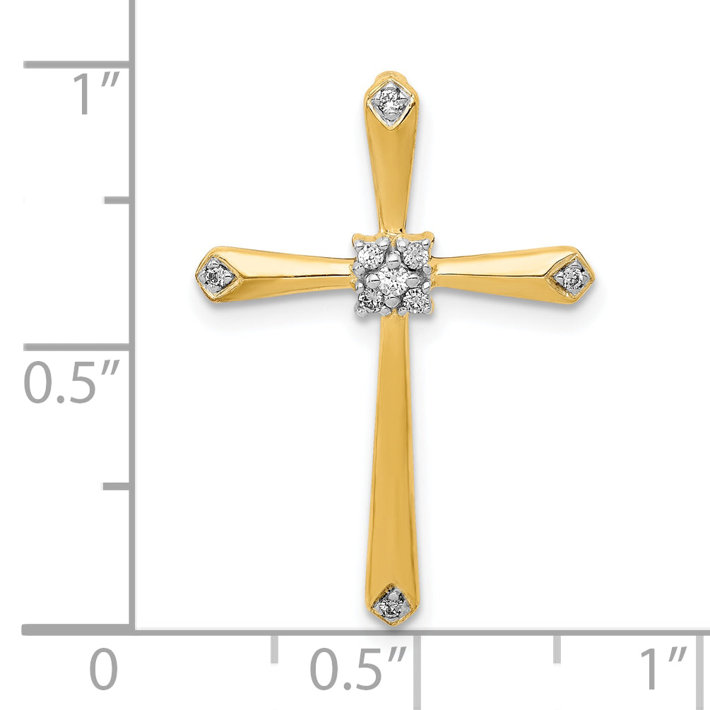 10K 1/20ct. w/Rhodium Diamond Cross Chain Slide