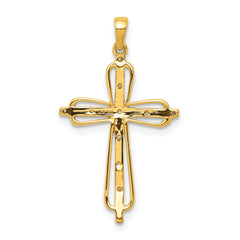 10K & Rhodium .03ct. Diamond Cross Pendant