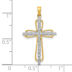10K & Rhodium .03ct. Diamond Cross Pendant