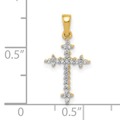 10K  1/10ct. Diamond Fleur de Lis Cross Pendant