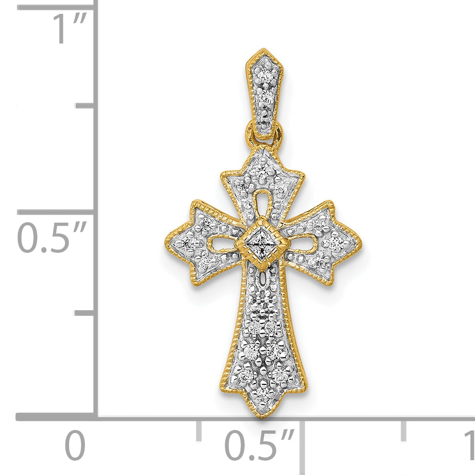10K 1/10ct. Diamond Fancy Cross Pendant