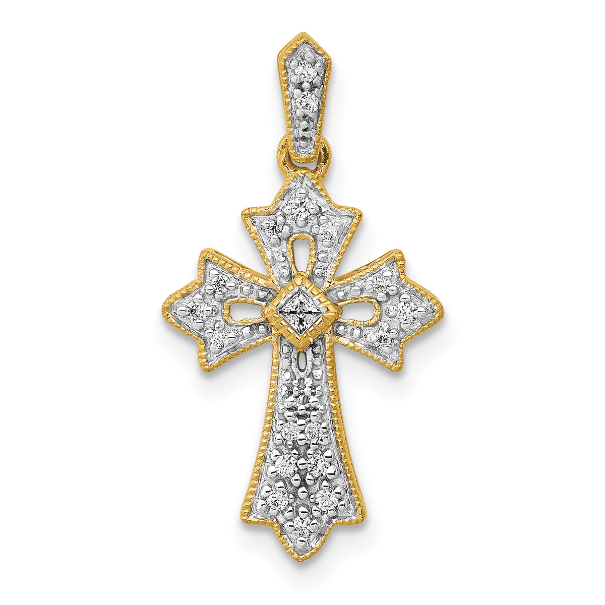 10K 1/10ct. Diamond Fancy Cross Pendant