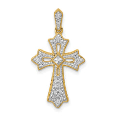 10K  1/6ct. Diamond Fleur de Lis Cross Pendant