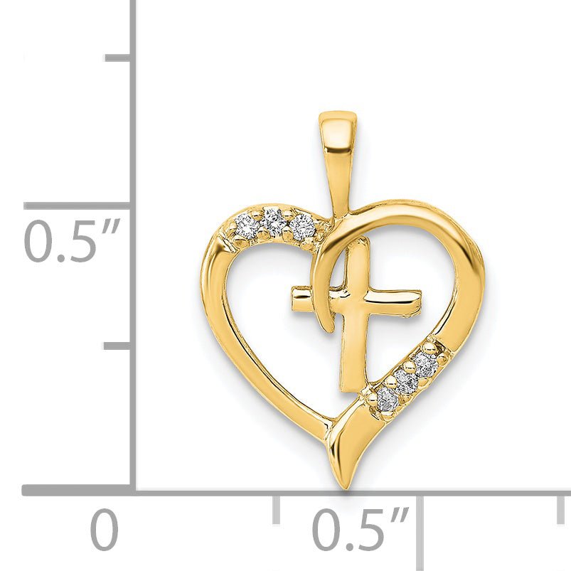 14k AA Diamond Heart Cross Pendant Secondary image