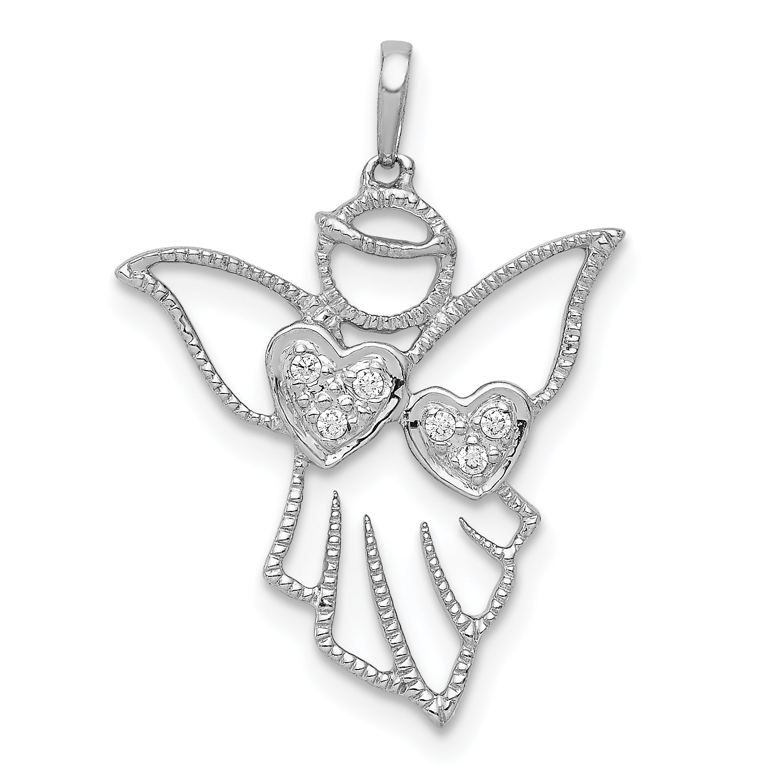 14k White Gold Diamond Angel Pendant Main image