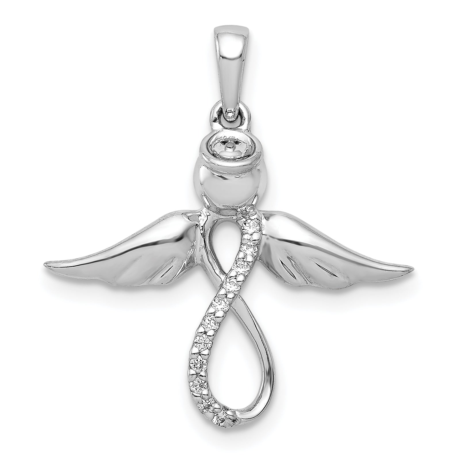 14k White Gold Diamond Infinity Angel Pendant Main image