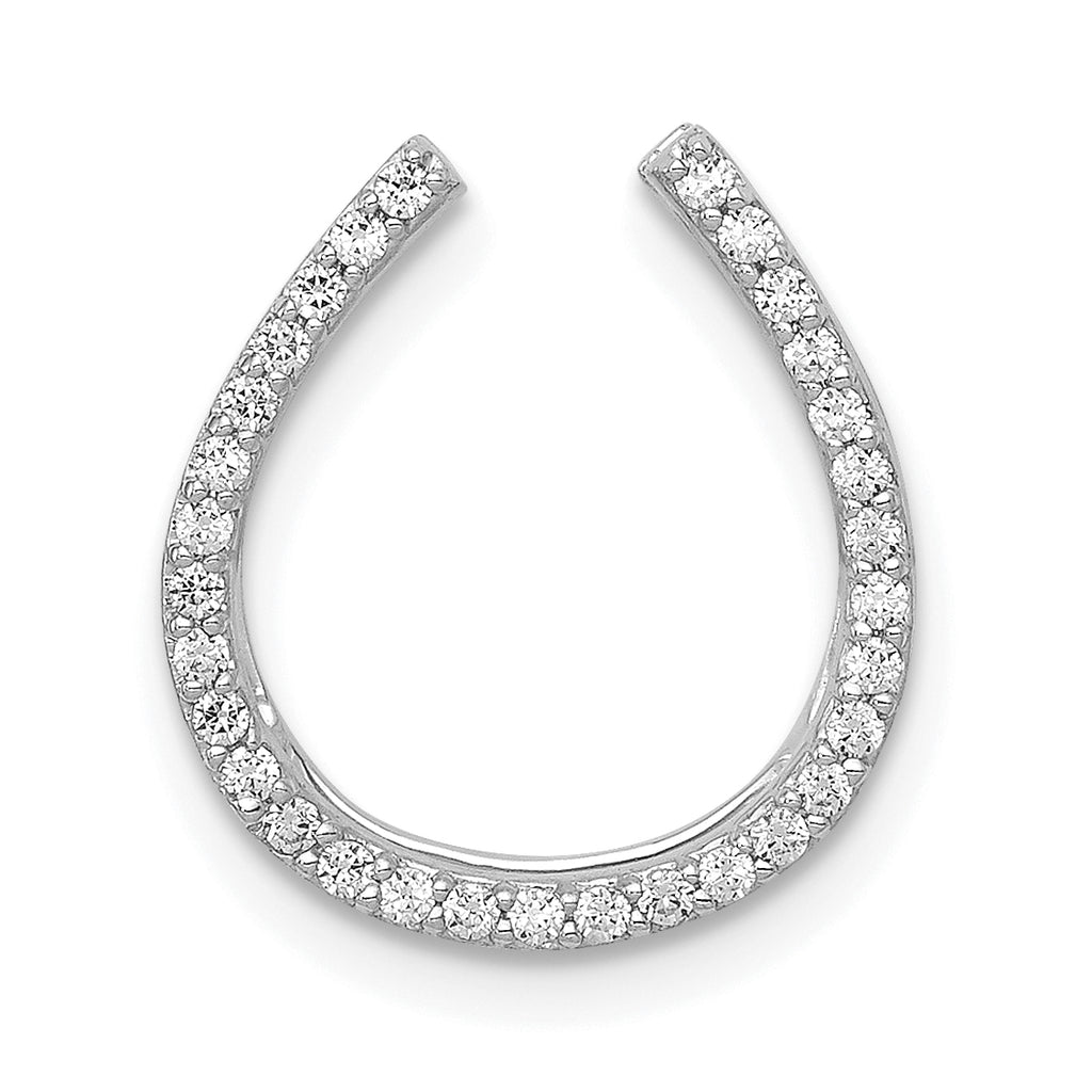 14k White Gold 1/6ct. Diamond Horseshoe Chain Slide