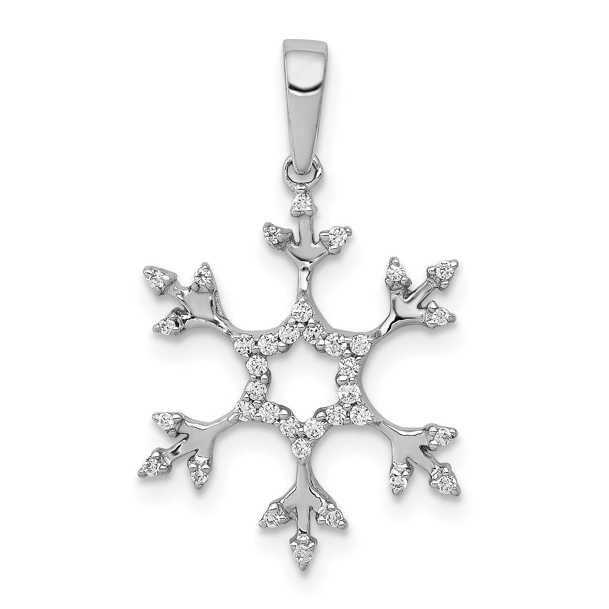 14k White Gold 1/6ct. Diamond Snowflake Pendant