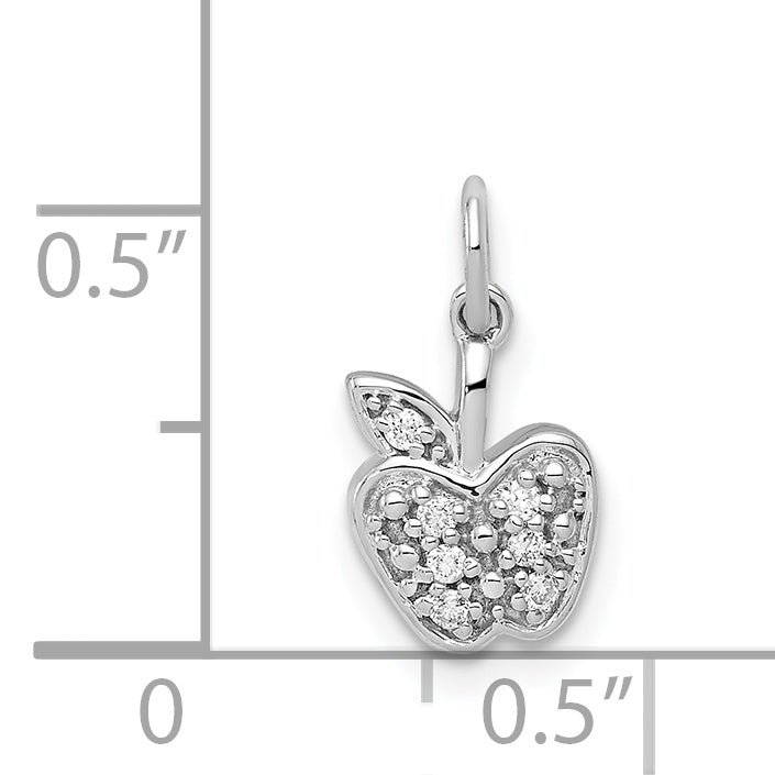 14k White Gold Diamond Apple Charm