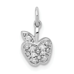 14k White Gold Diamond Apple Charm