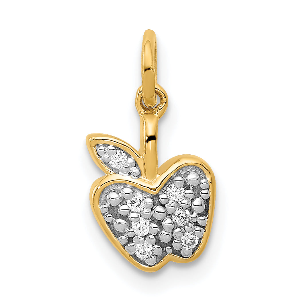 14k Diamond Apple Charm