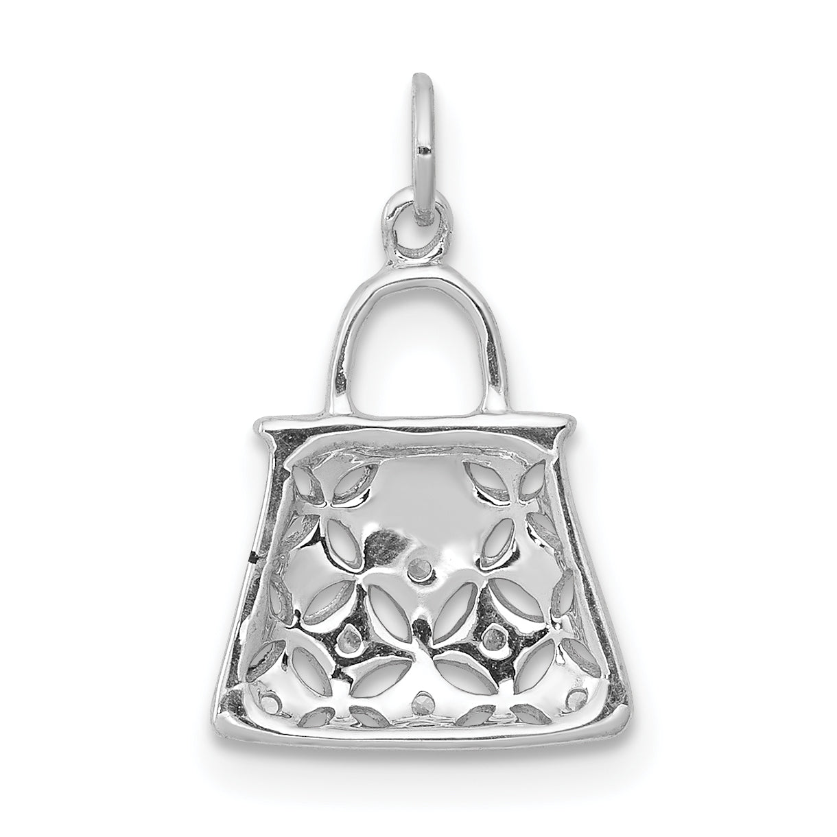 14k White Gold Diamond Handbag Charm